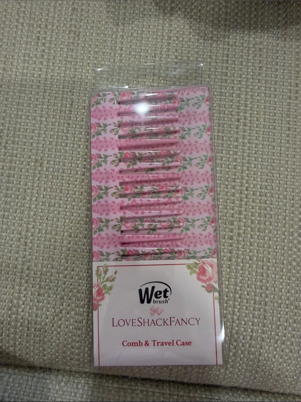 Wet Brush LoveShackFancy Pink Floral Travel Comb with Case
